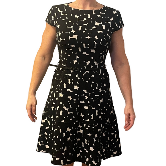 Anne Klein Black and White Midi Dress - Picture 1 of 6